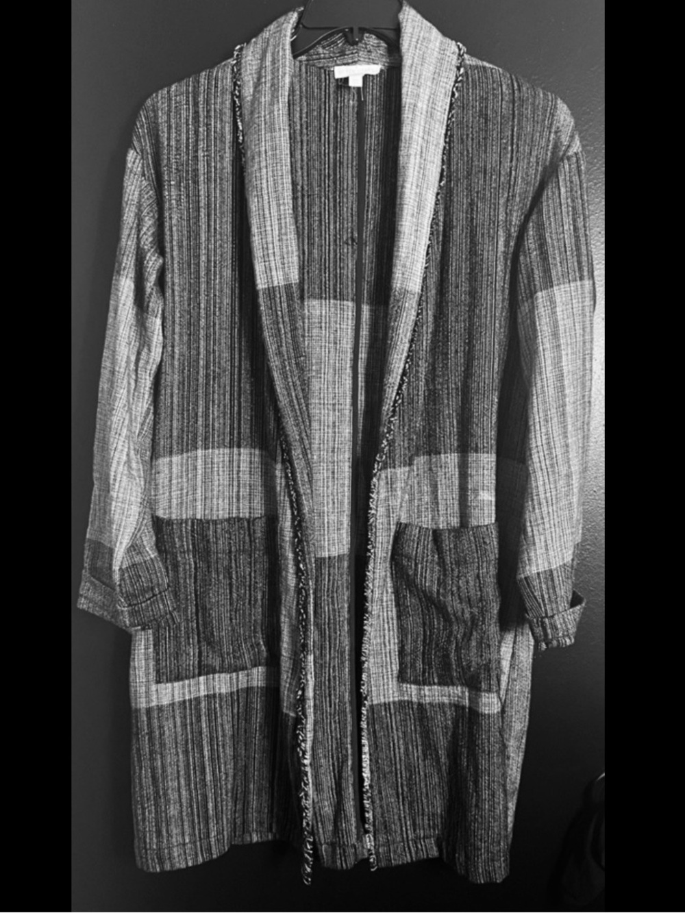 Eileen Fisher Organic Cotton Colorblock Shawl Collar Jacket - Picture 1 of 9